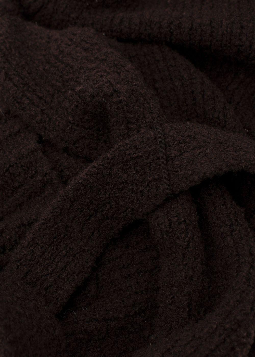 Black Bottega Veneta Chocolate Brown Boucle Wool Fringed Sleeve Cardigan-Coat - US 0/2 For Sale