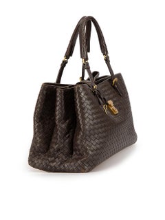 Bottega Veneta Chocolate Roma Intrecciato Medium Tote