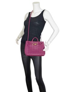 Bottega Veneta Cinnabar Intrecciato Woven Leather Small Andiamo Tote Bag