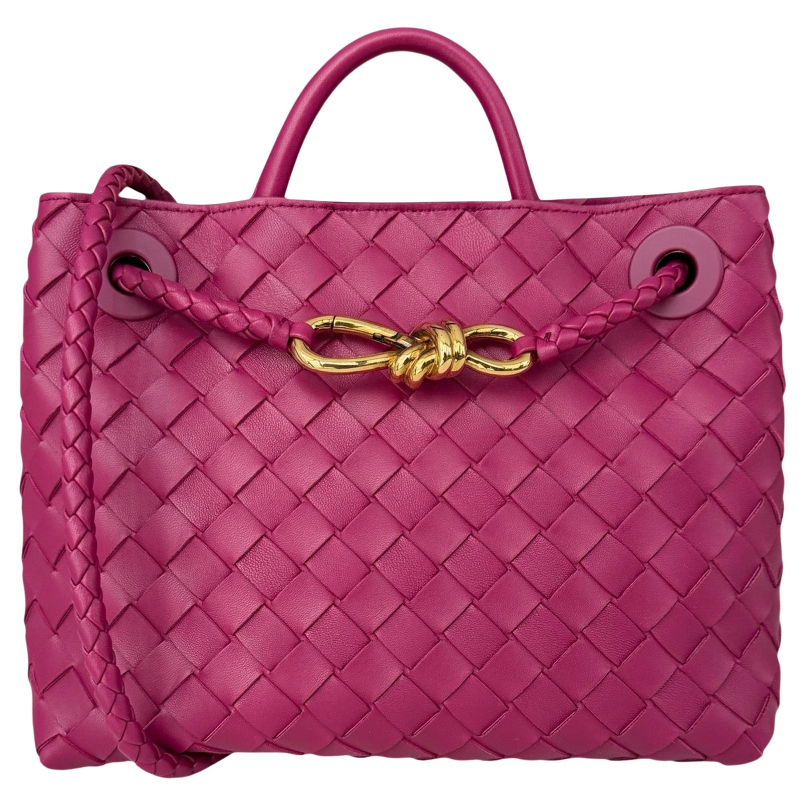 Bottega Veneta Zimtfarbene Intrecciato-Tasche aus gewebtem Leder Kleine Andiamo-Tasche
