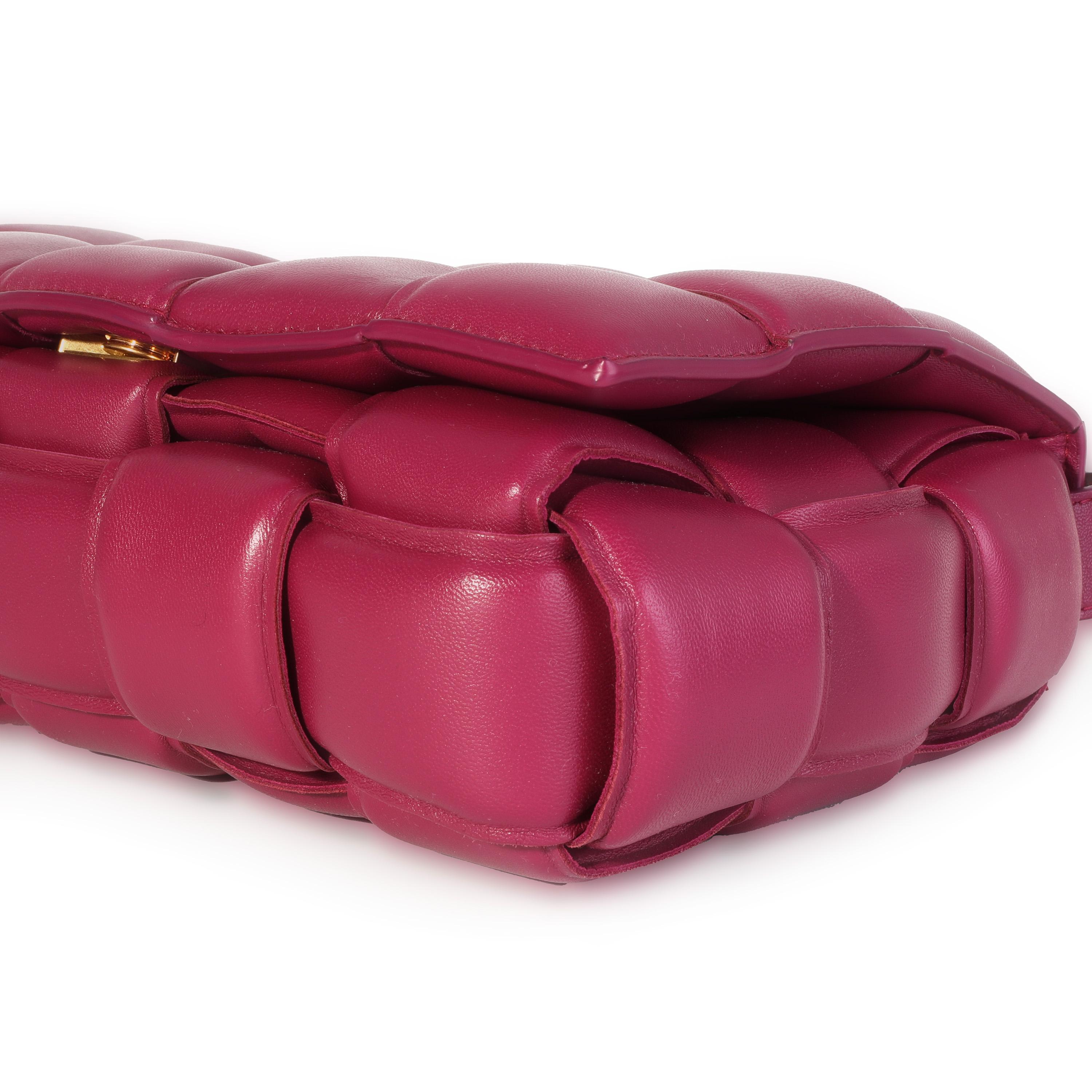 Pink Bottega Veneta Cinnabar Maxi Intrecciato Lambskin Padded Cassette Bag