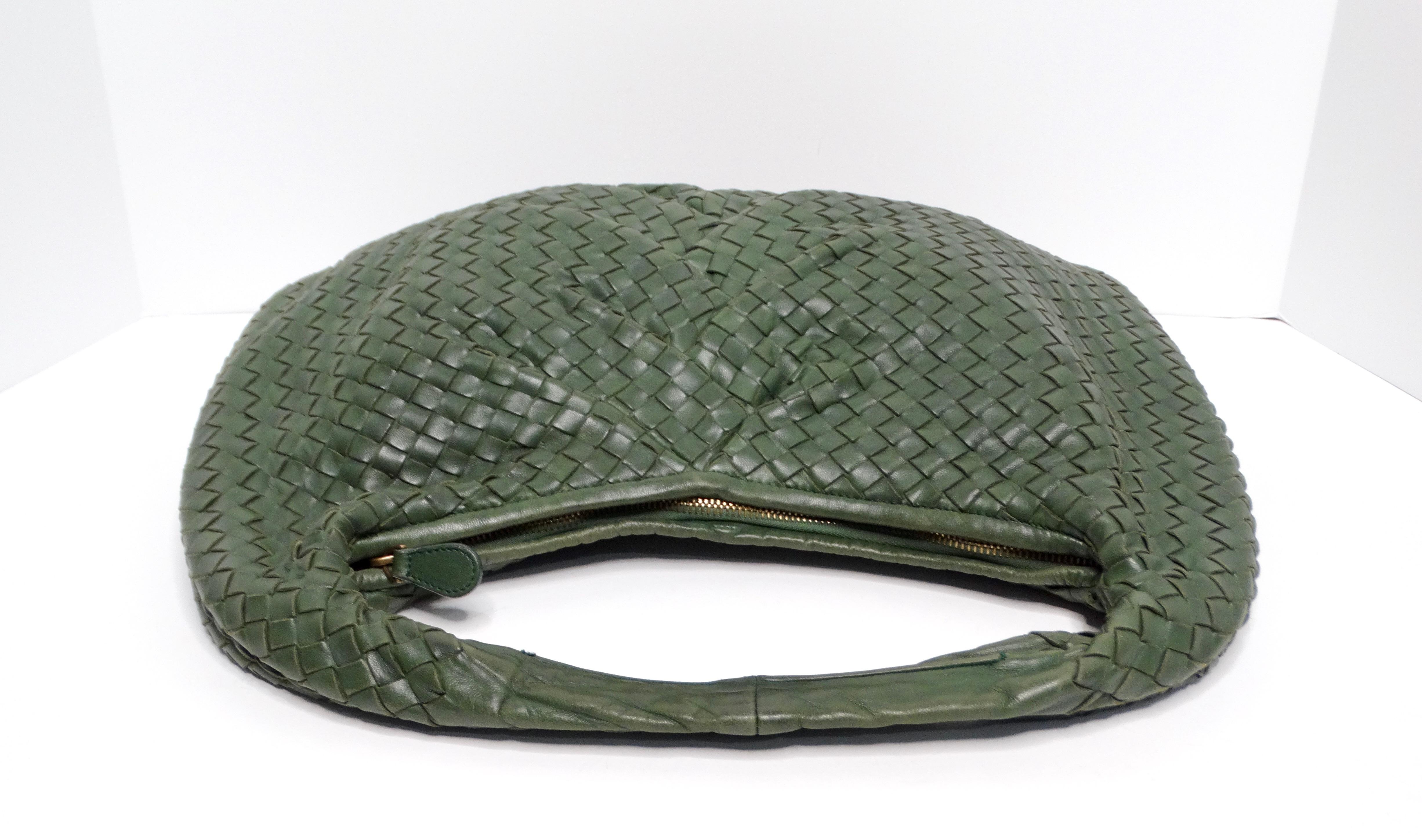 Women's Bottega Veneta Circa 1990s Green Intrecciato Leather Woven Hobo Bag