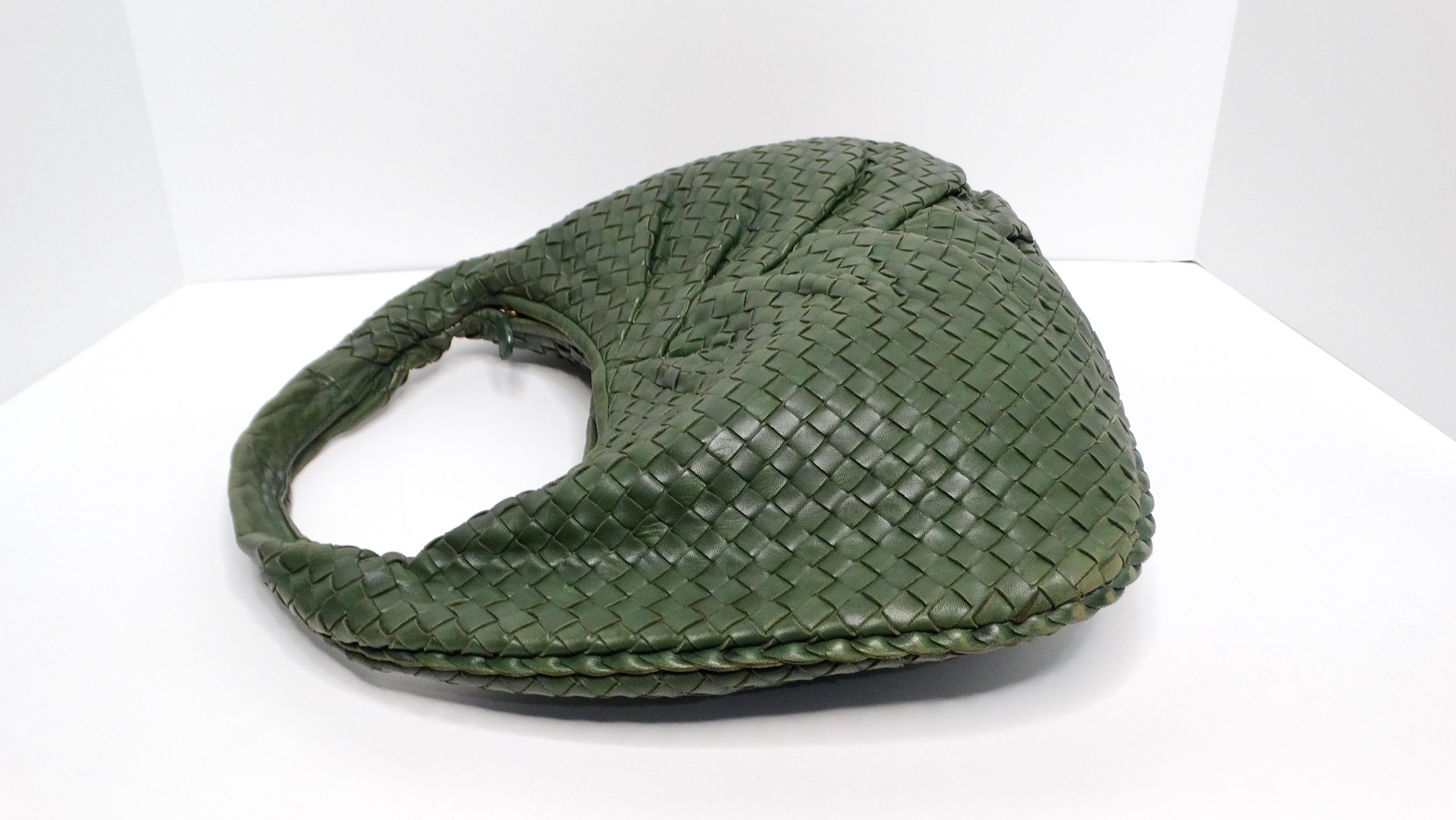 Bottega Veneta Circa 1990s Green Intrecciato Leather Woven Hobo Bag 1