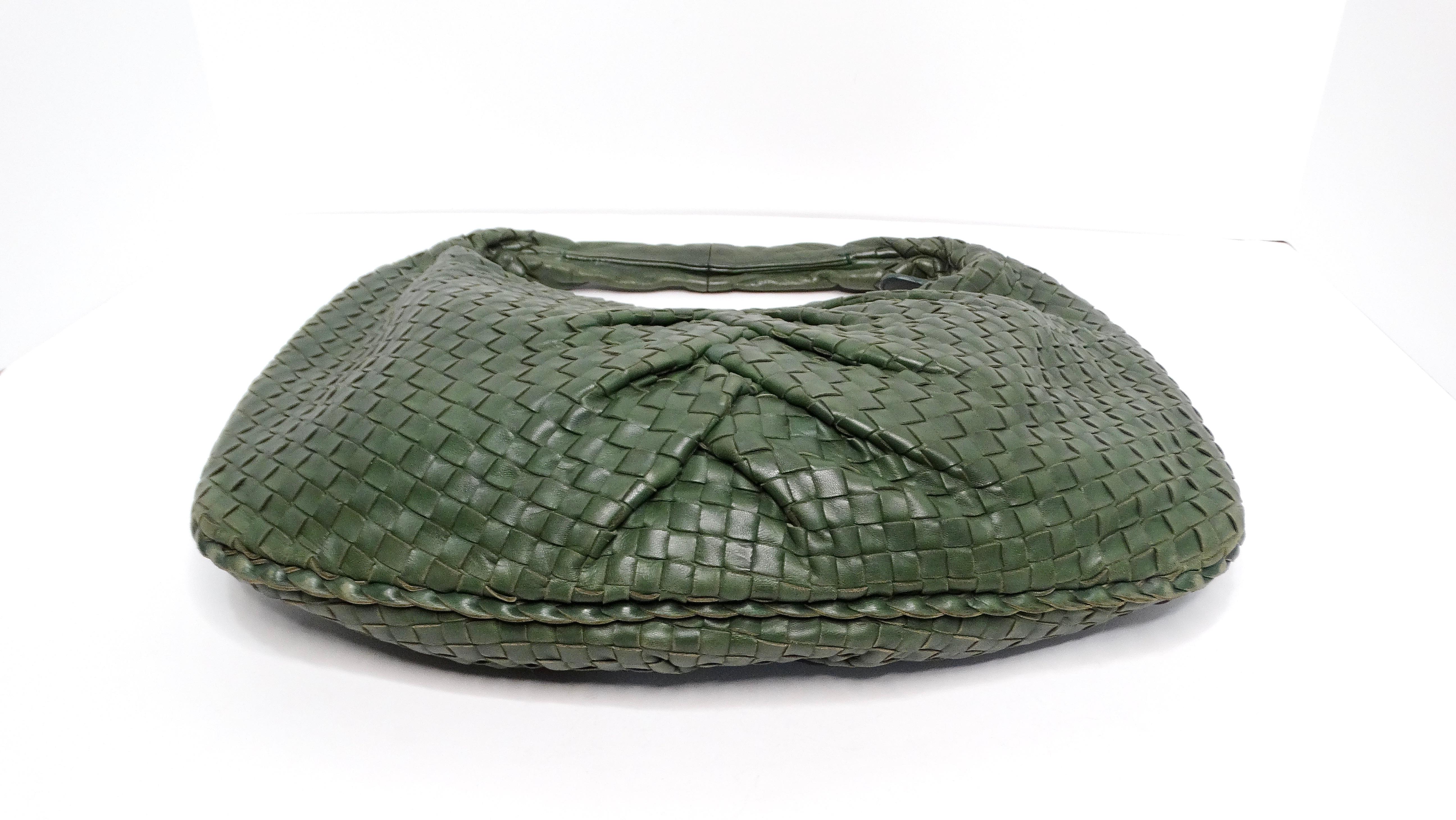 Bottega Veneta Circa 1990s Green Intrecciato Leather Woven Hobo Bag 2