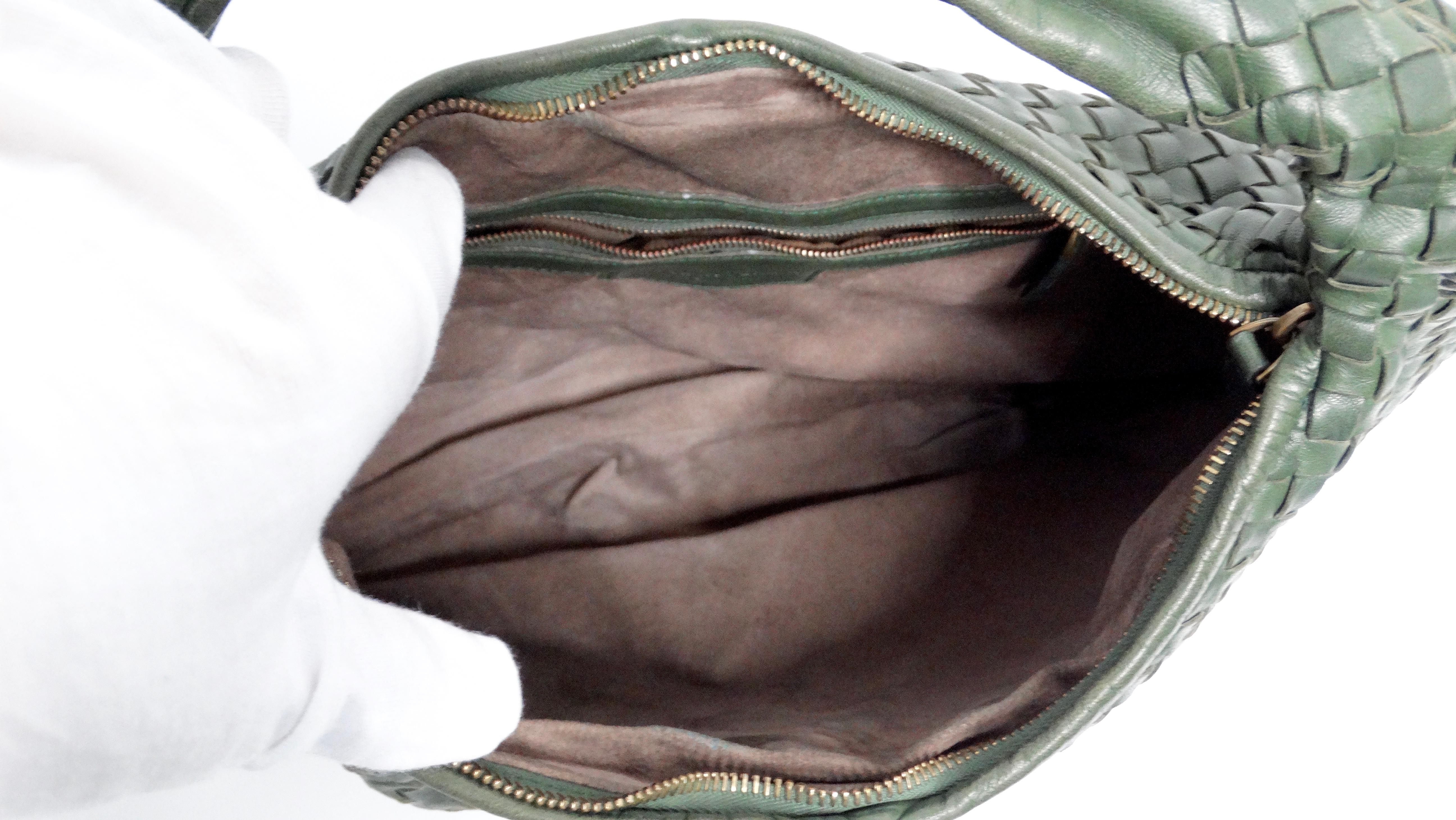 Bottega Veneta Circa 1990s Green Intrecciato Leather Woven Hobo Bag 4