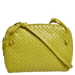 Bottega Veneta Citrus Yellow Intrecciato Leather Nodini Crossbody Bag