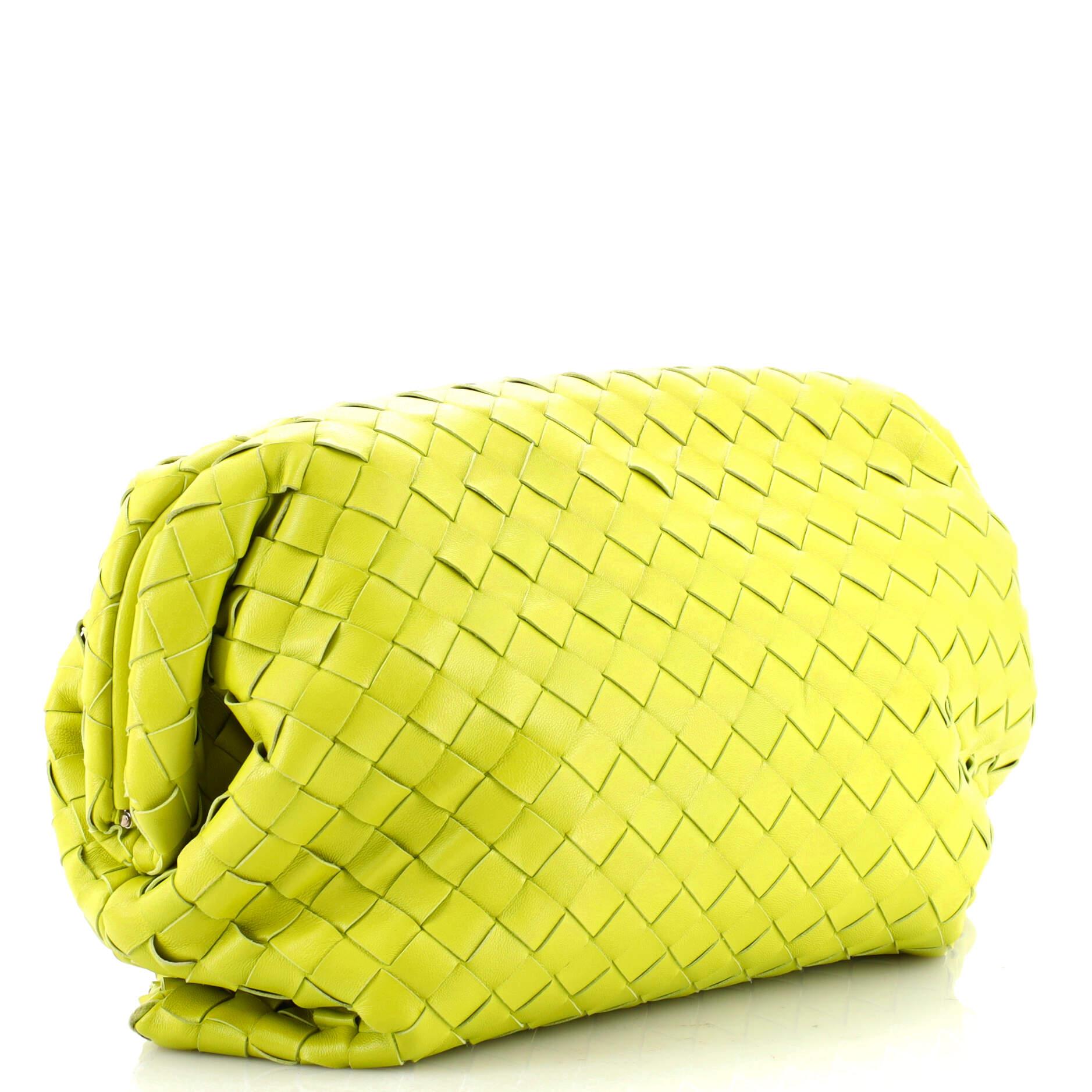 Yellow Bottega Veneta Clasp Bag Intrecciato Leather Medium