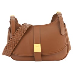 Bottega Veneta Clasp Flap Shoulder Bag Leather with Intrecciato Detail Medium