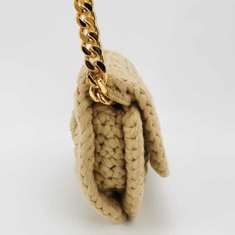 Beige Bottega Veneta Classic Jersey Hand-crocheted Shoulder bag in Cane sugar