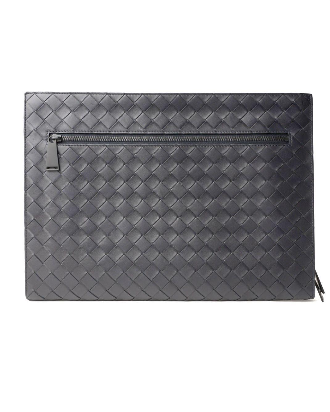 Bottega Veneta Pochette zippée tressée bleu nuit