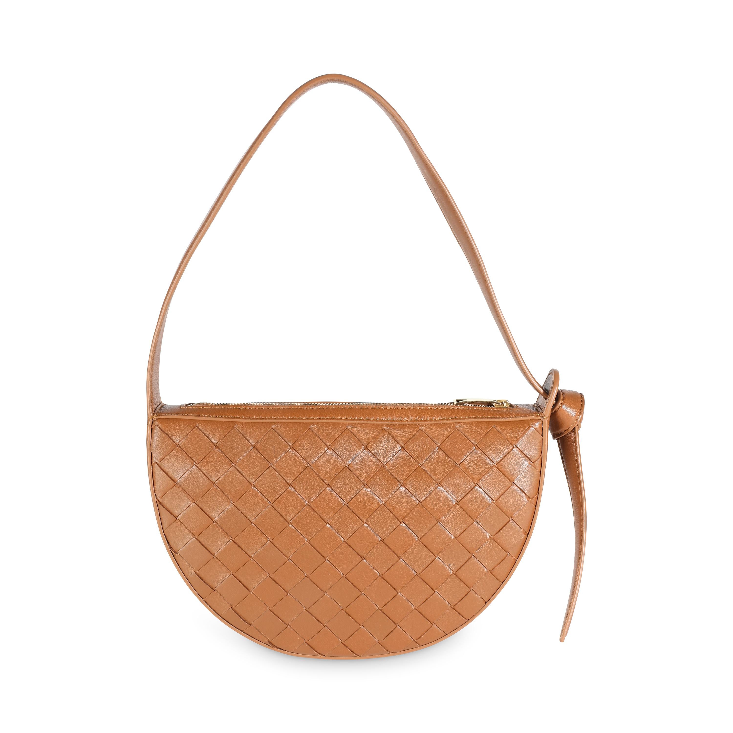Listing Title: Bottega Veneta Cognac Intrecciato Nappa Mini Sunrise Bag
SKU: 142216
Condition: Pre-owned 
Handbag Condition: Pristine
Condition Comments: Item has no indication of wear.  Final sale.
Brand: Bottega Veneta
Model: Mini Sunrise