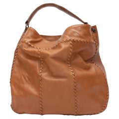 Cognacfarbene große Leder-Tragetasche von Bottega Veneta