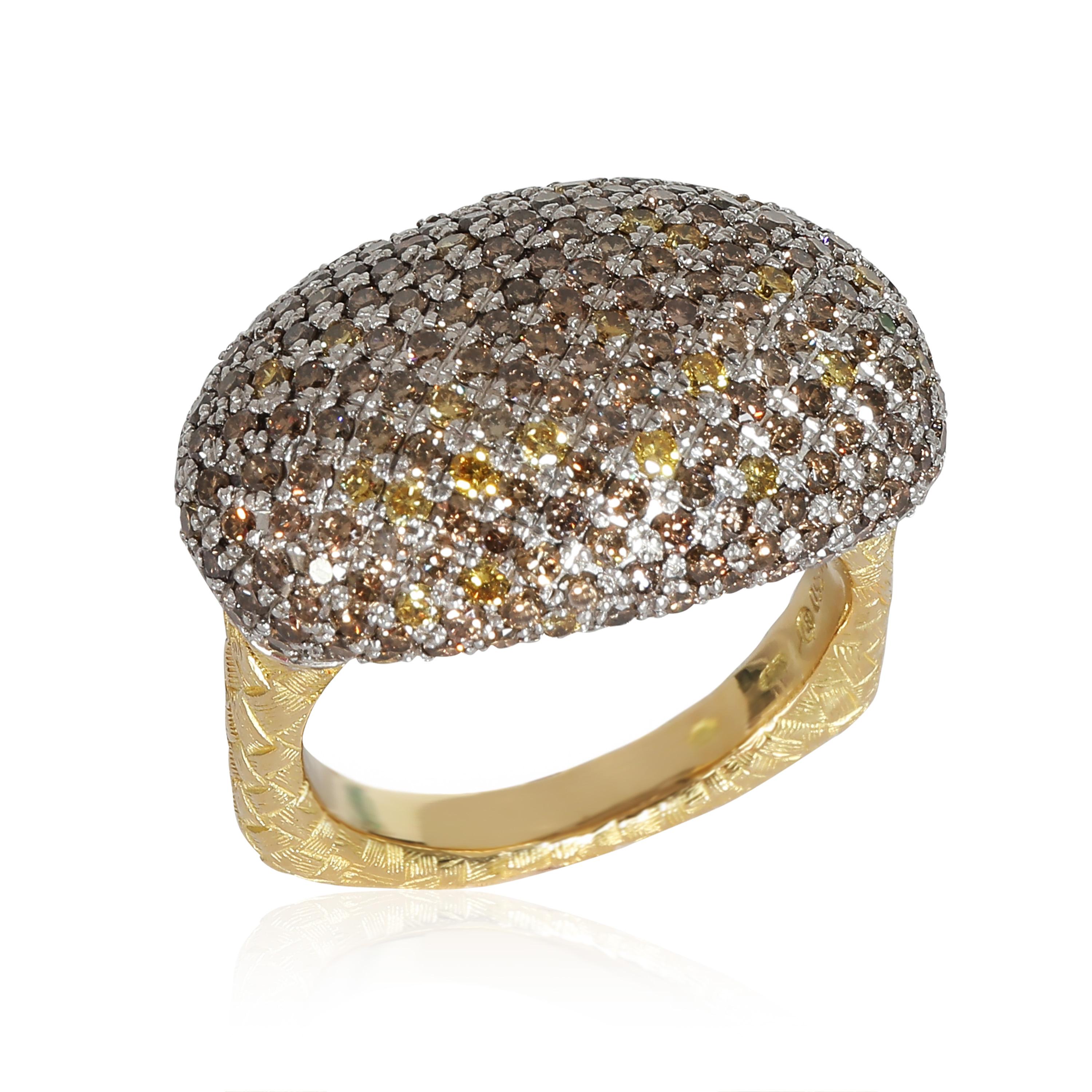 Bottega Veneta Color Diamond Cocktail Ring in 18k White Gold/Yellow Gold 3 CTW In Excellent Condition For Sale In New York, NY
