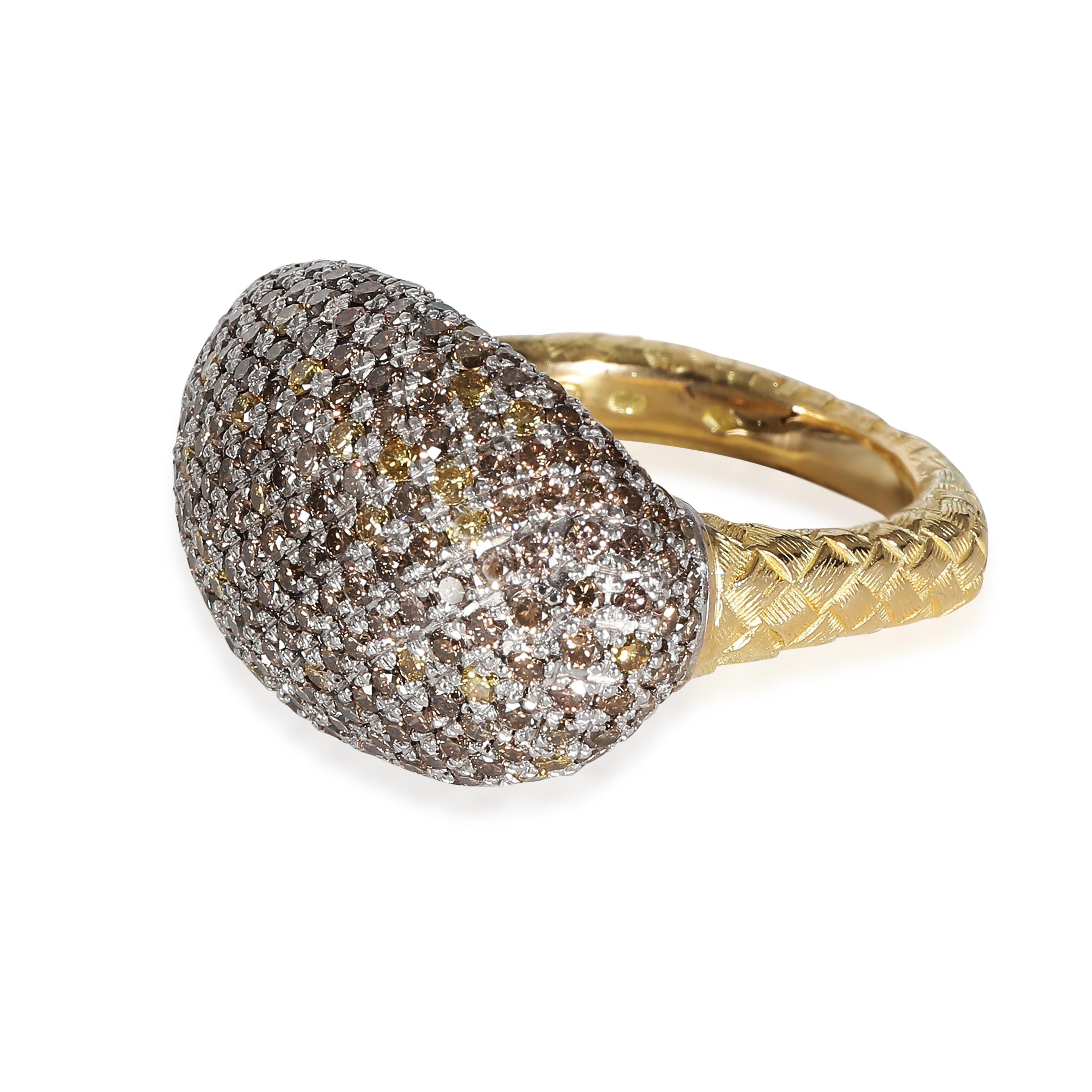 Women's or Men's Bottega Veneta Color Diamond Cocktail Ring in 18k White Gold/Yellow Gold 3 CTW For Sale