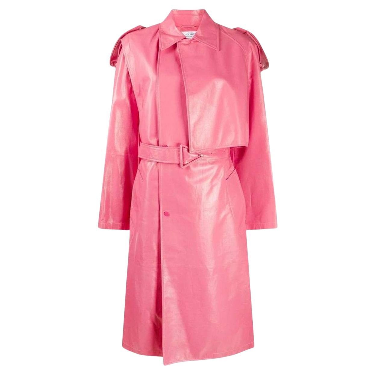 Bottega Veneta Convertible Crinkled Glossed-leather Trench Coat For Sale