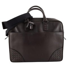 Bottega Veneta Convertible Front Slit Pocket Briefcase Leather with Intrecciato