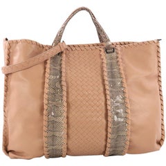 Bottega Veneta Convertible Shopping Tote Intrecciato Nappa with Snakeskin Large