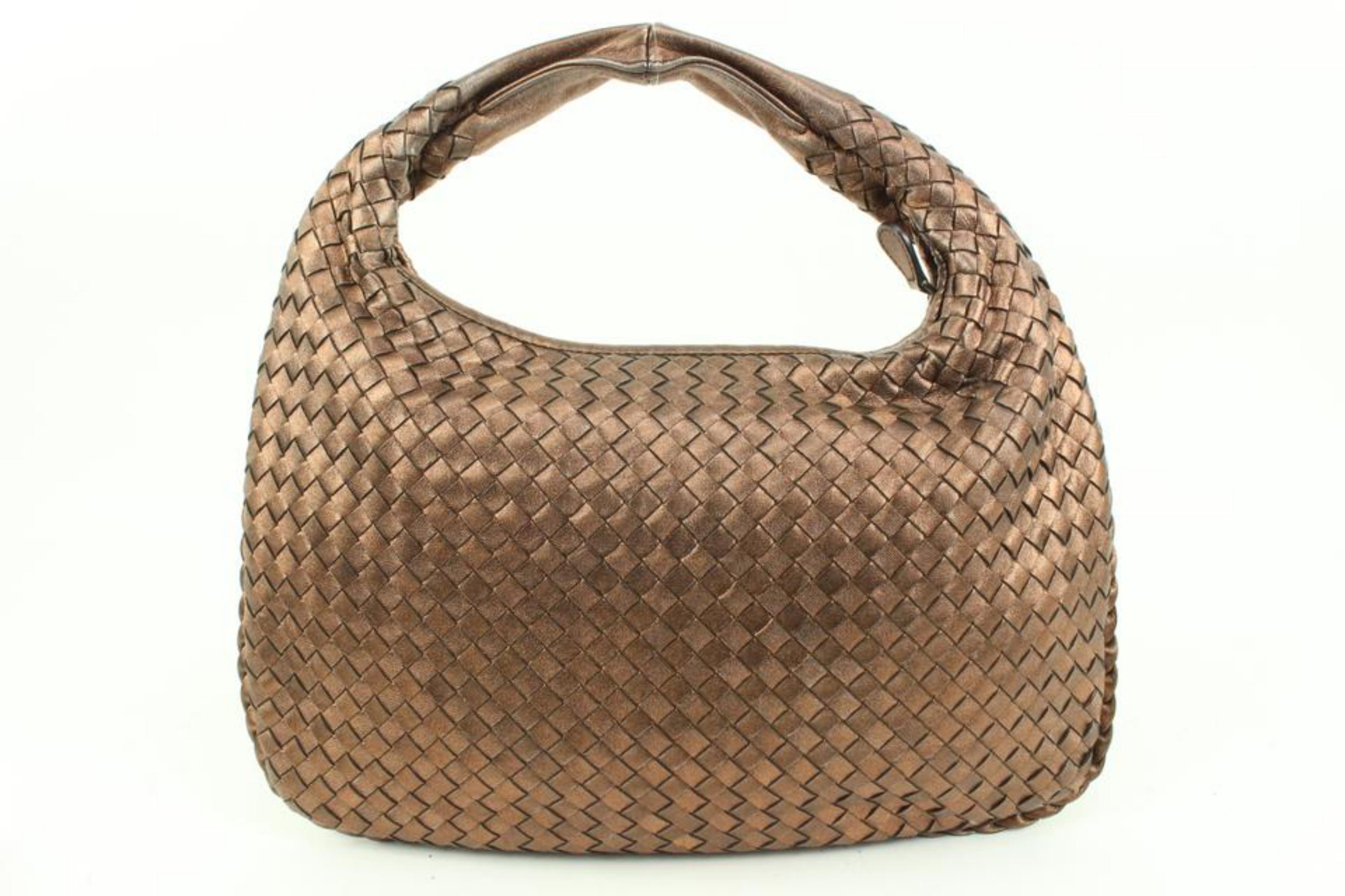 Brown Bottega Veneta Copper Bronze Woven Leather Intrecciato Nappa Hobo Bag 9bv425s