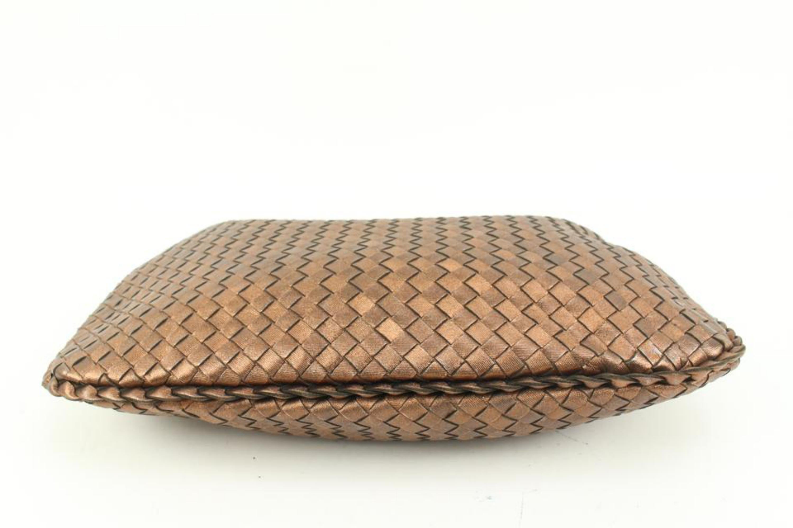 Bottega Veneta Copper Bronze Woven Leather Intrecciato Nappa Hobo Bag 9bv425s In Good Condition In Dix hills, NY