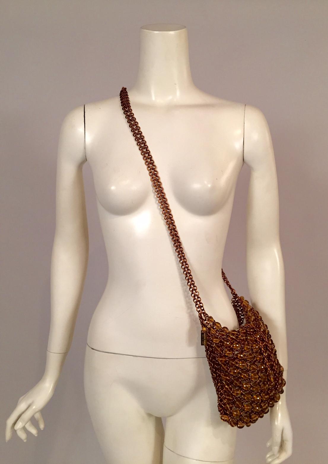 Bottega Veneta Copper Chain and Woven Bead Cross Body Shoulder Bag 1