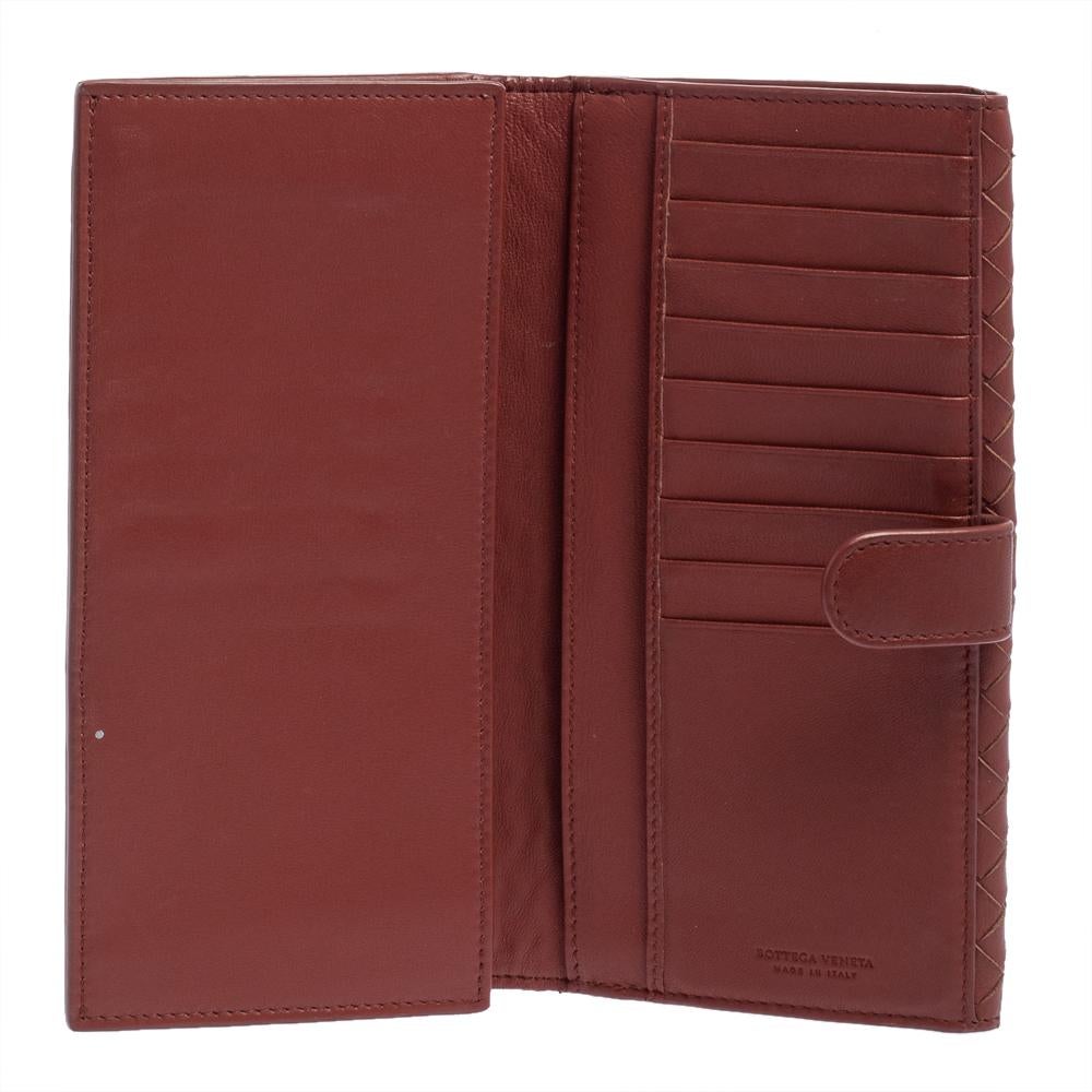 Bottega Veneta Copper Intrecciato Leather Continental Flap Wallet In Good Condition In Dubai, Al Qouz 2
