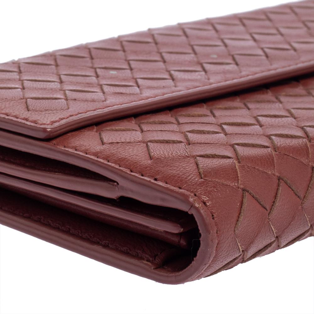 Bottega Veneta Copper Intrecciato Leather Continental Flap Wallet 2