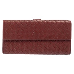 Bottega Veneta Copper Intrecciato Leather Continental Flap Wallet