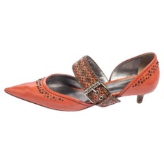 Bottega Veneta Coral Leather And Ayers Dahlia Chenille D'orsay Pumps Size 37