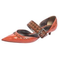 Bottega Veneta Coral Leather And Ayers Dahlia Chenille D'orsay Pumps Size 37