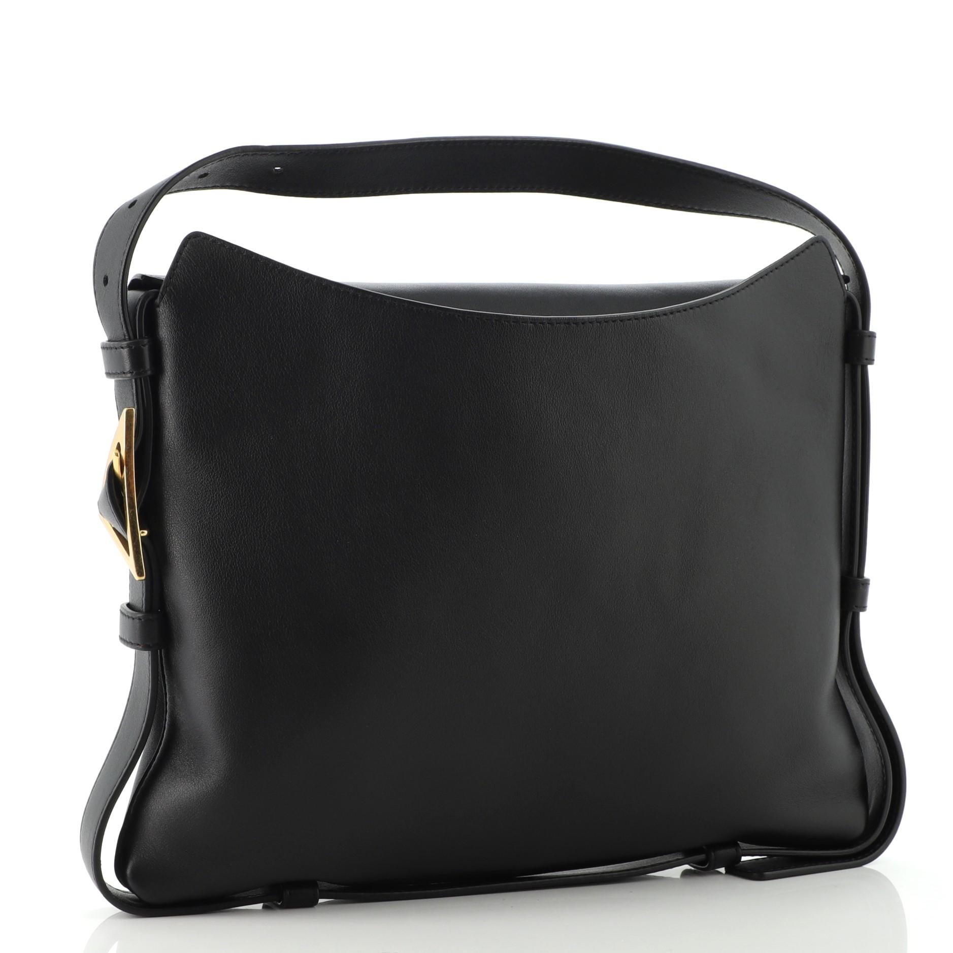 Bottega Veneta Cradle Umhängetasche aus Leder Medium (Schwarz)