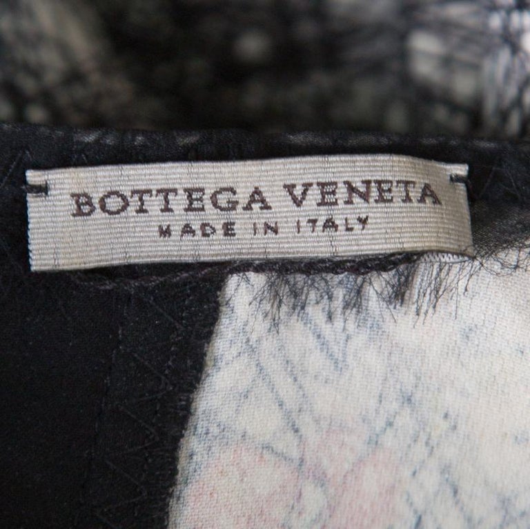 Bottega Veneta Cream and Black Scribble Floral Print Top L For Sale at ...