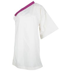 Bottega Veneta Cream and Purple One Shoulder Tunic Top M