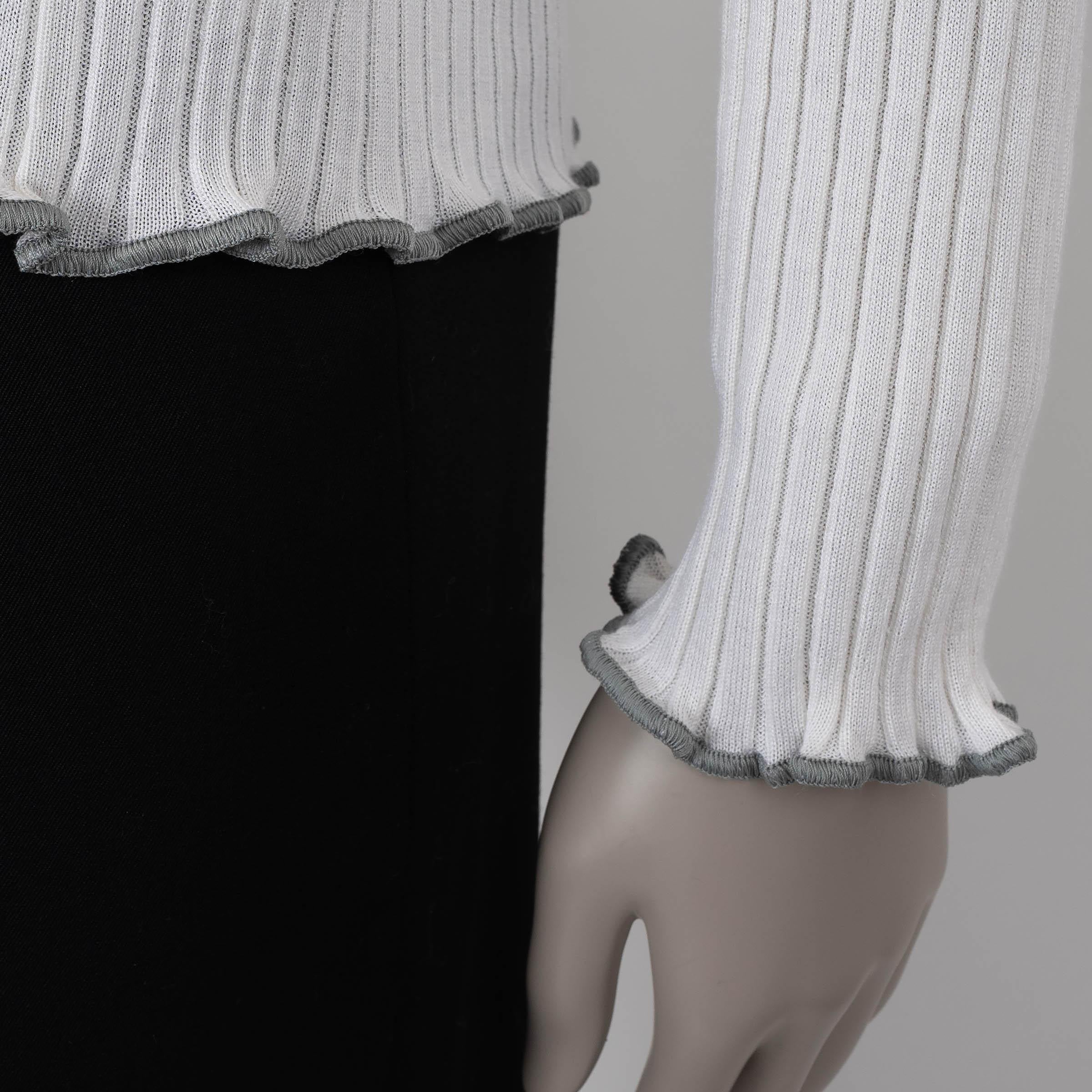 BOTTEGA VENETA cream cashmere silk 2022 RIB-KNIT POLO Sweater XS For Sale 1