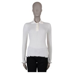 BOTTEGA VENETA cream cashmere silk 2022 RIB-KNIT POLO Sweater XS