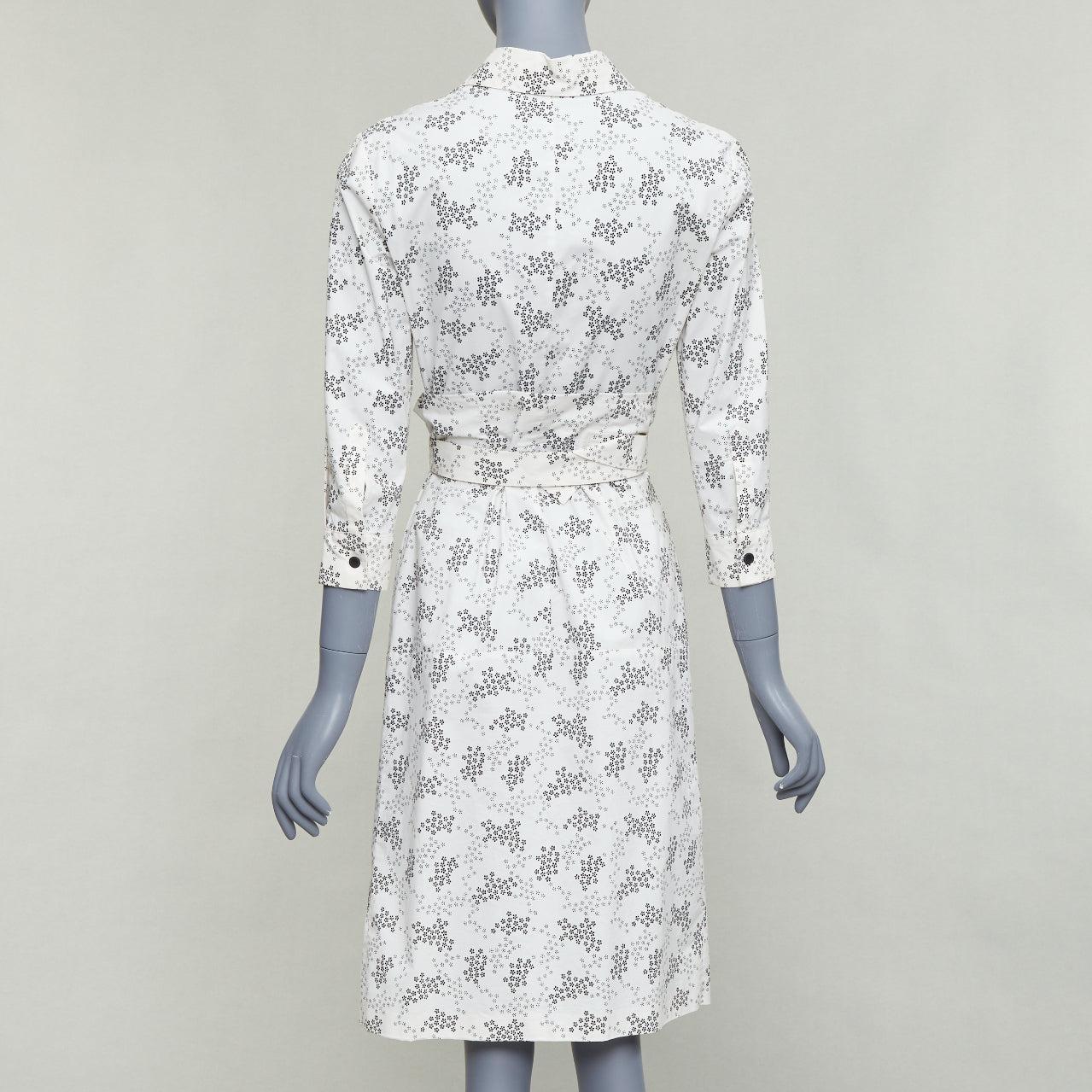 BOTTEGA VENETA cream cotton floral print wrap belted shirt dress IT38 XS Damen im Angebot