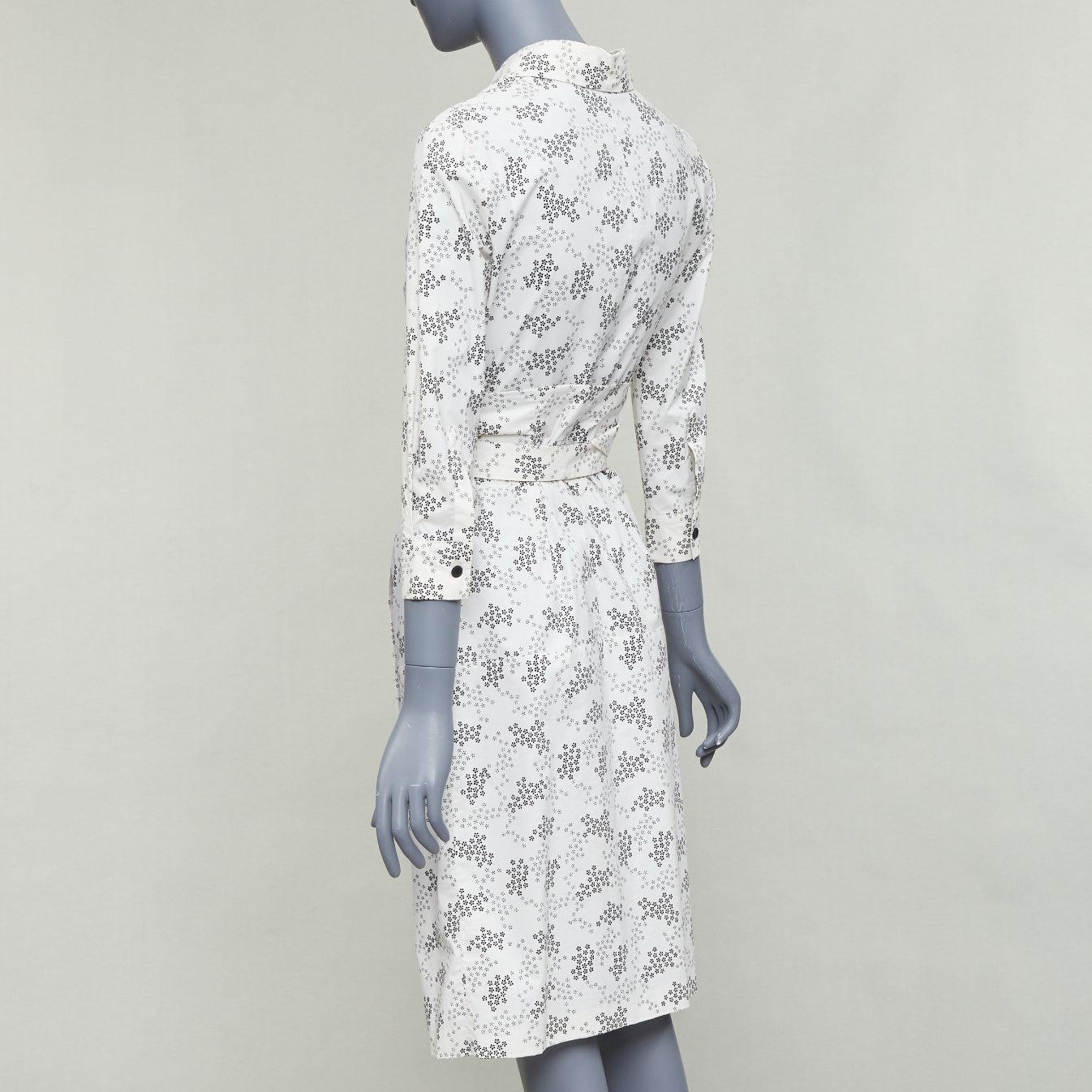 BOTTEGA VENETA cream cotton floral print wrap belted shirt dress IT38 XS im Angebot 1
