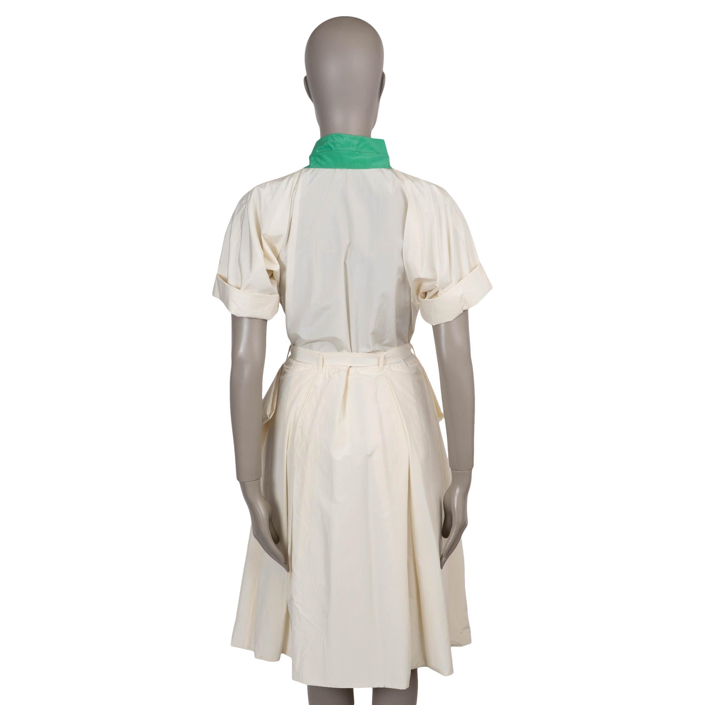 Beige Bottega Veneta crema in cotone e seta 2019 Abito con cintura 42 M in vendita