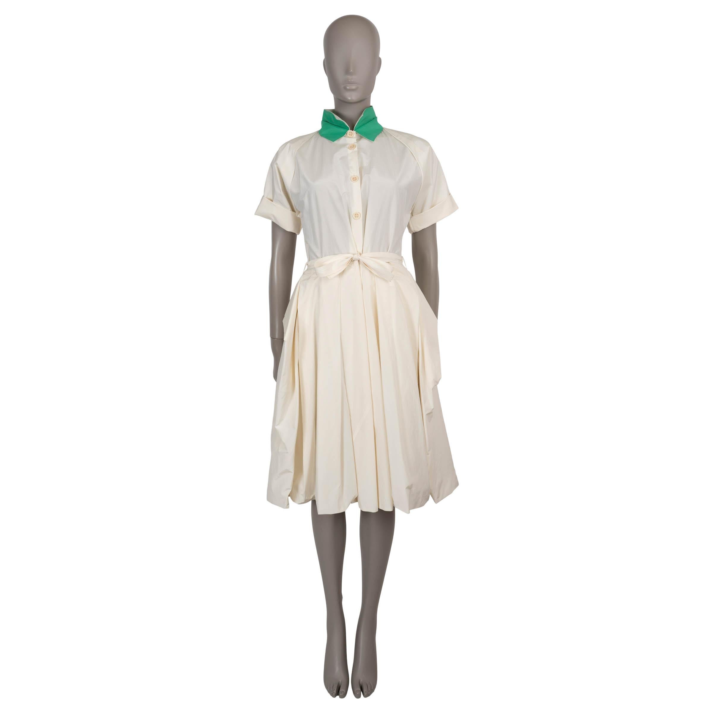 Bottega Veneta crema in cotone e seta 2019 Abito con cintura 42 M In condizioni ottime in vendita a Zürich, CH