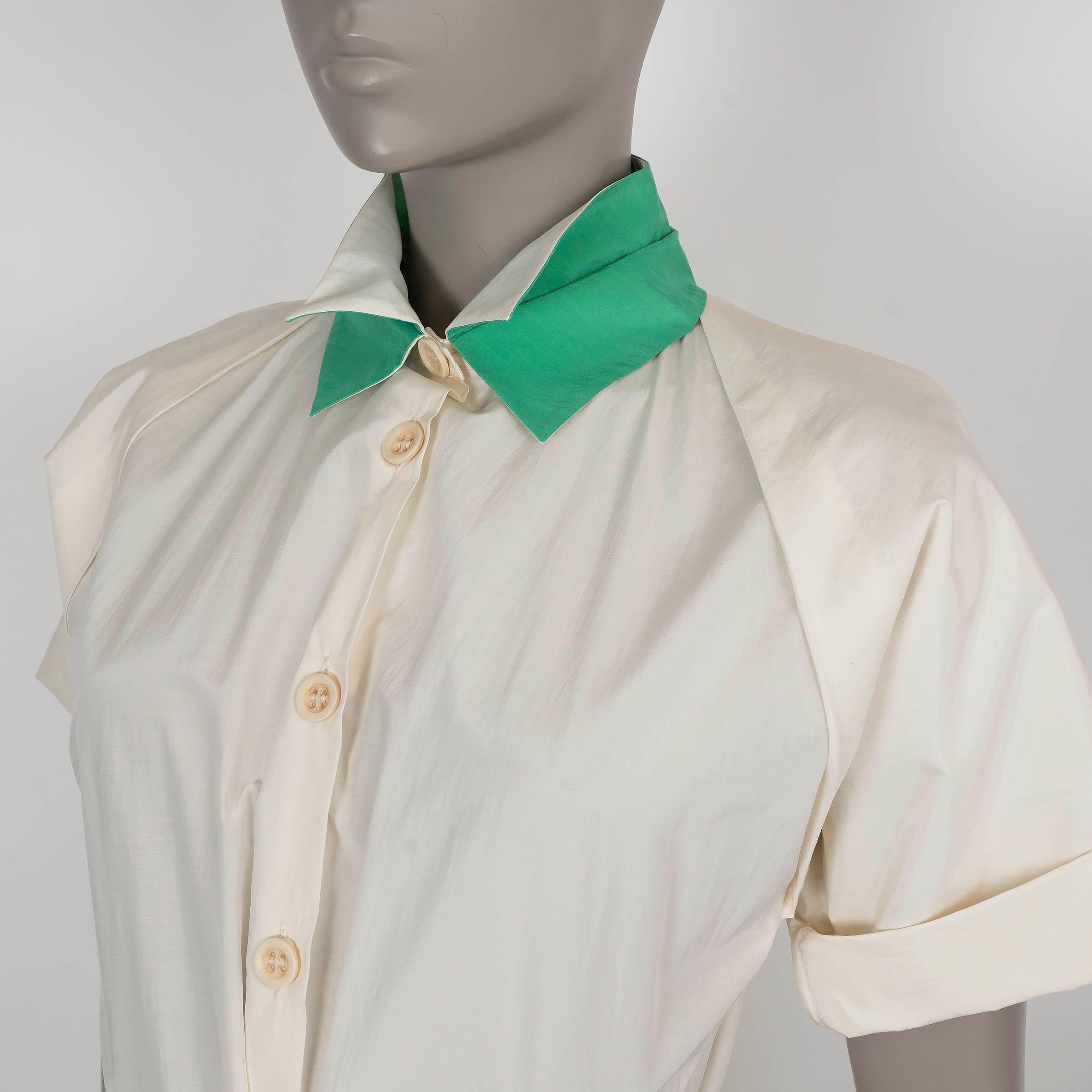 Donna Bottega Veneta crema in cotone e seta 2019 Abito con cintura 42 M in vendita