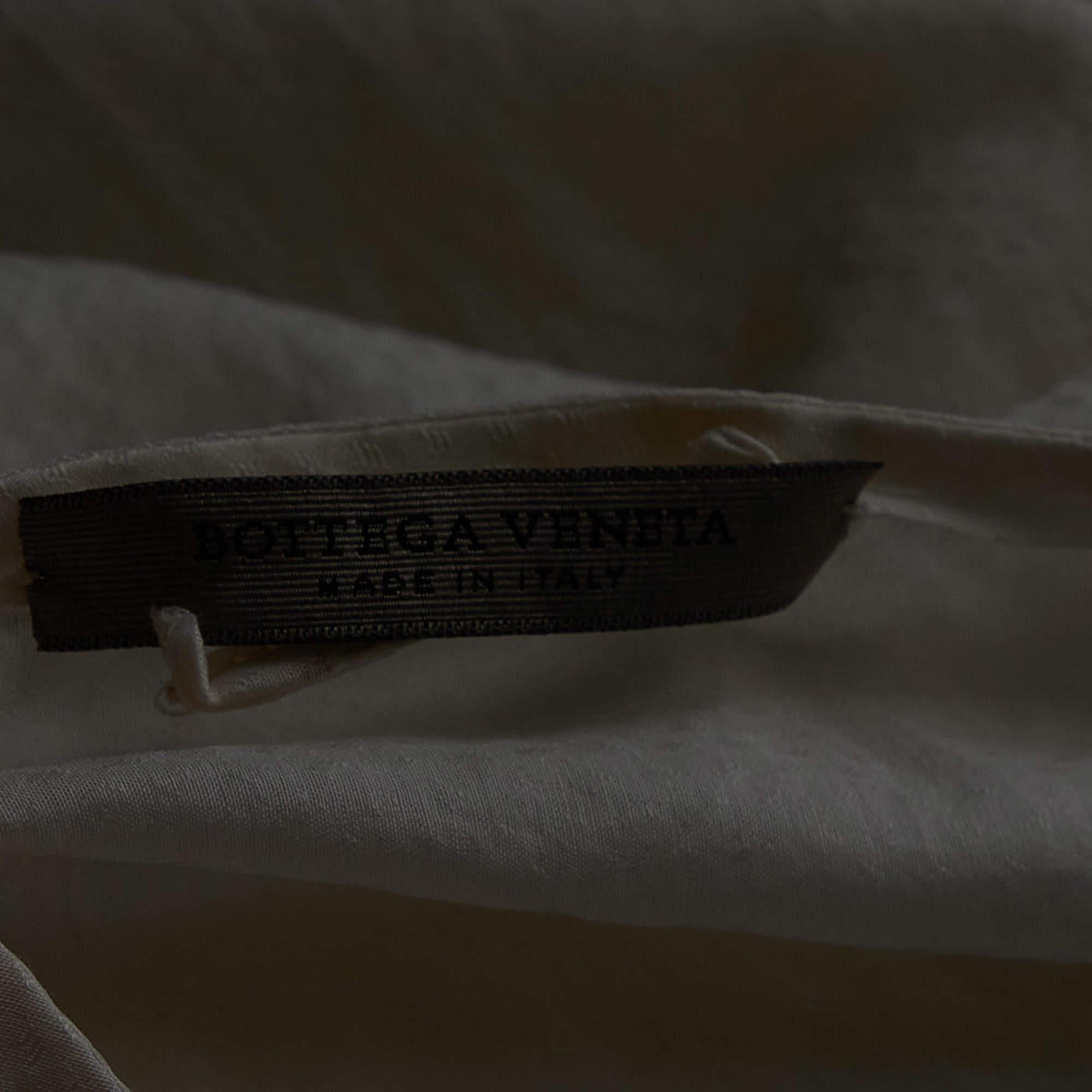 Bottega Veneta Cream Cotton & Silk Tie Detail Top M In New Condition For Sale In Dubai, Al Qouz 2