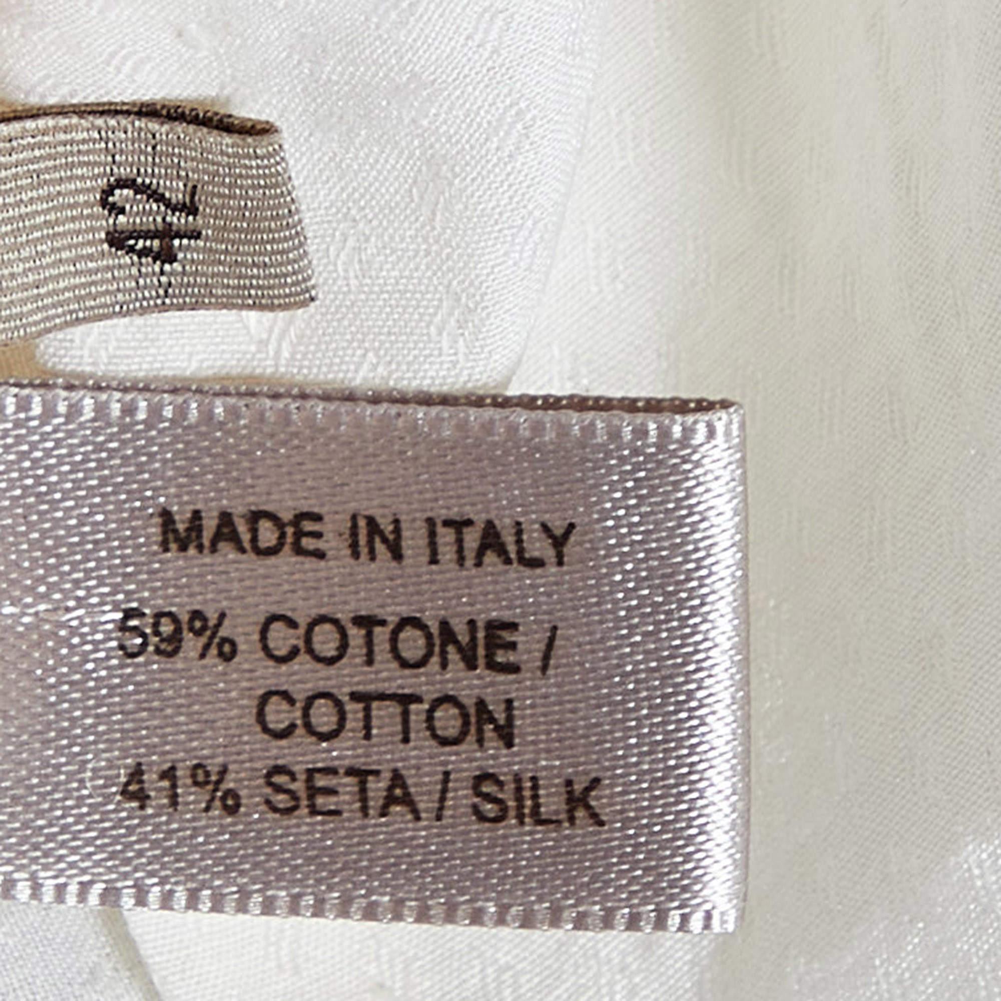 Women's Bottega Veneta Cream Cotton & Silk Tie Detail Top M For Sale