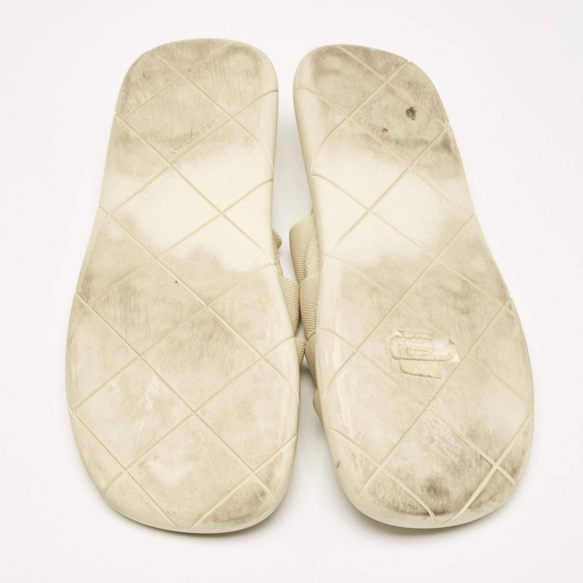 Bottega Veneta Cream Intrecciato Fabric Slide Sandals Size 40 1