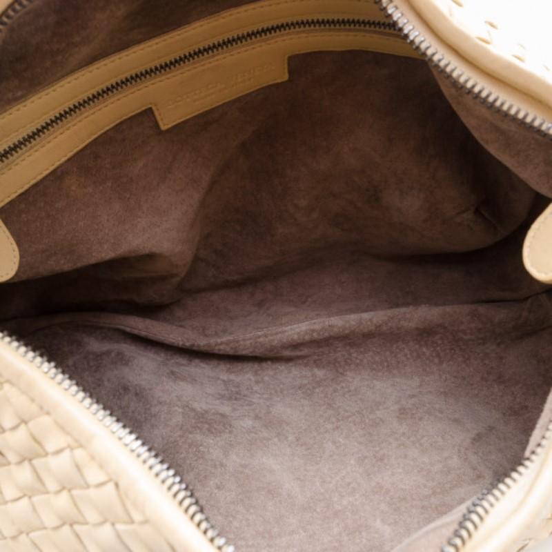 Bottega Veneta Cream Intrecciato Leather Medium Belly Veneta Hobo at ...