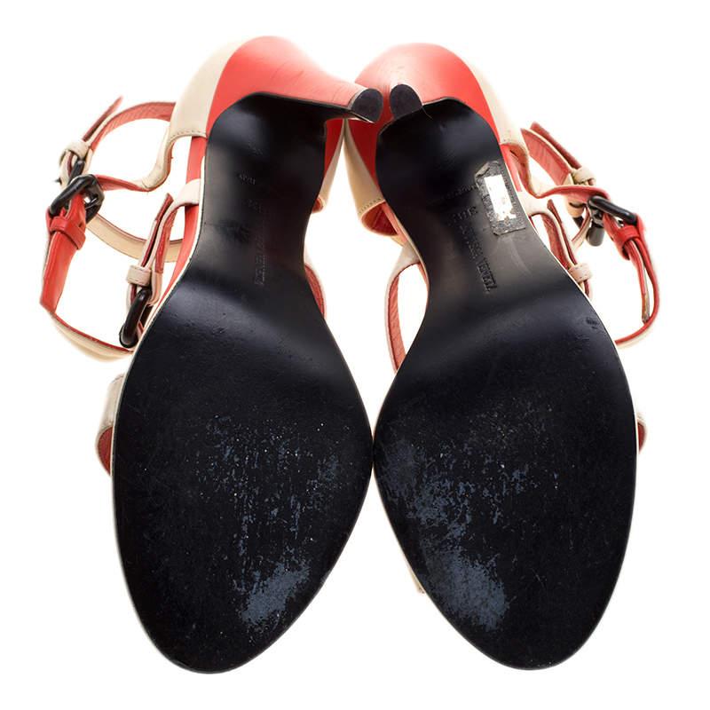 Bottega Veneta Cream Leather Ankle Strap Sandals Size 38.5 For Sale 1