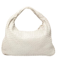 Bottega Veneta Cream Leather Medium Veneta Hobo