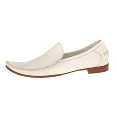 Bottega Veneta Cream Leather Pointed Toe Slip on Loafers Size 41
