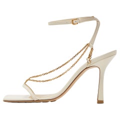 Bottega Veneta Cream Leather Strech Chian Sandals 