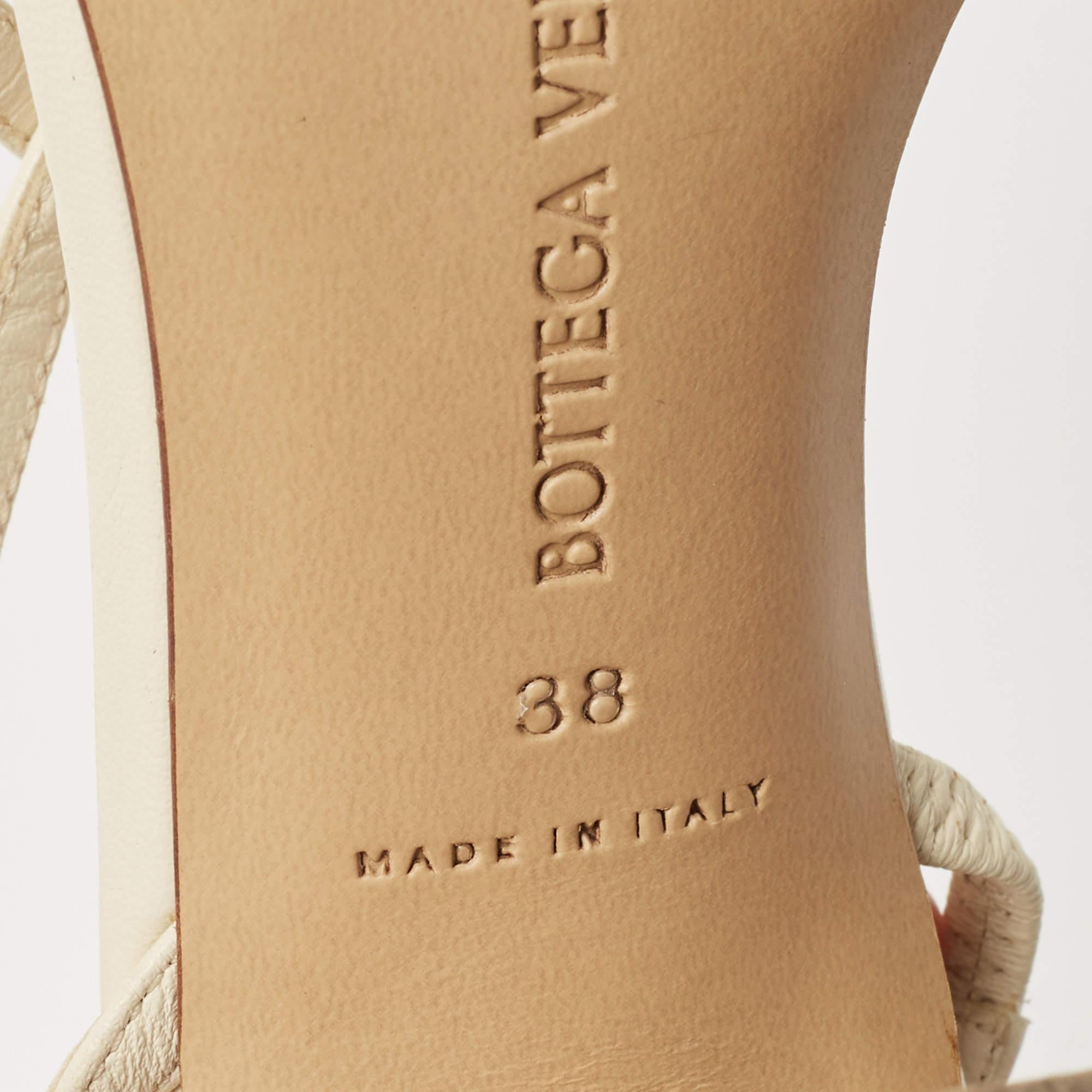 Bottega Veneta Cream Leather Stretch T-strap Sandals Size 38 3