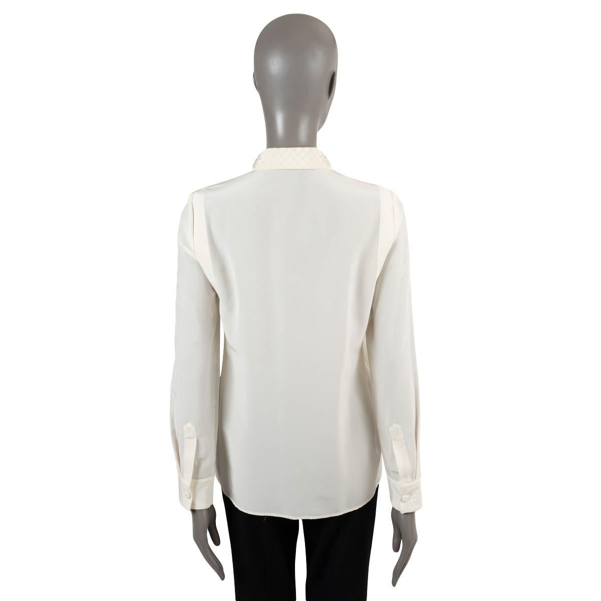 BOTTEGA VENETA cream silk 2017 CRYSTAL & BEADED Blouse Shirt 38 XS In Excellent Condition For Sale In Zürich, CH