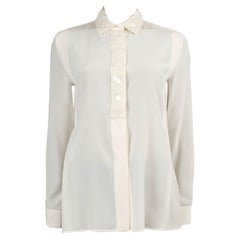 BOTTEGA VENETA seda crema 2017 CRISTALES Y PERLAS Blusa Camisa 38 XS